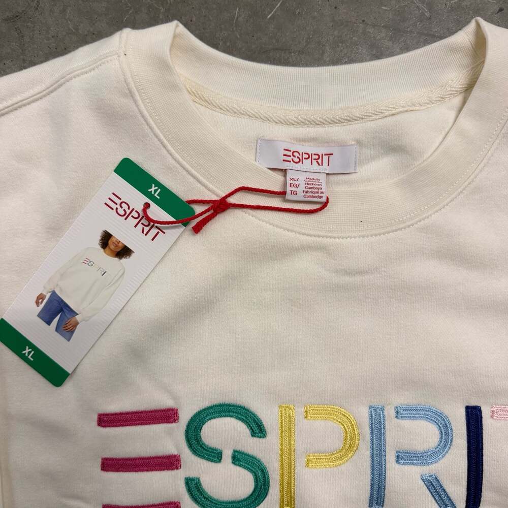 Esprit Women's Embroidered Multi-Color Logo Crewneck Sweatshirt - Picture 2 of 2